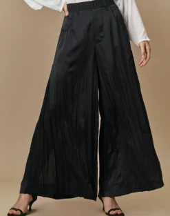 Acceptance Wide Leg Pleated Trousers Black