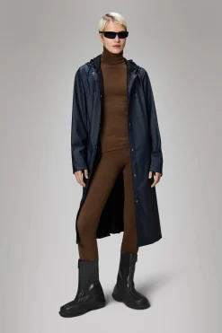 A-line Navy Longer raincoat