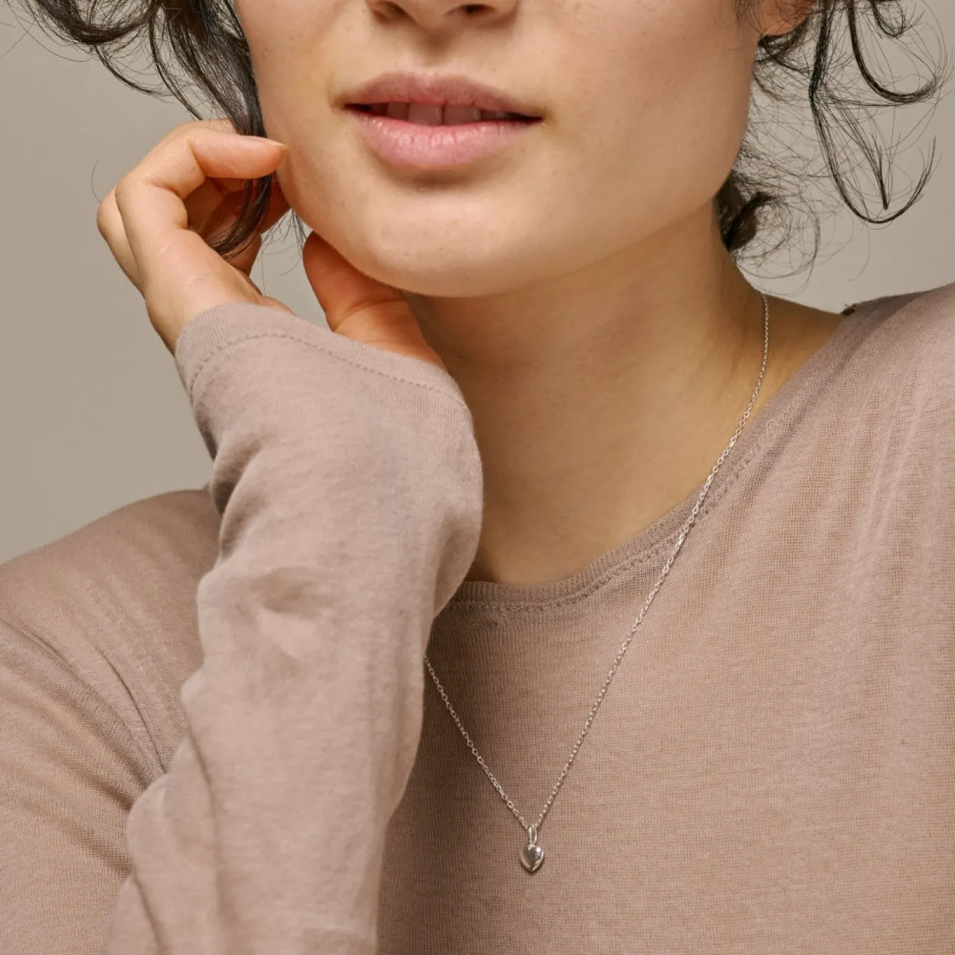 'Amore' Sterling Silver Heart Necklace