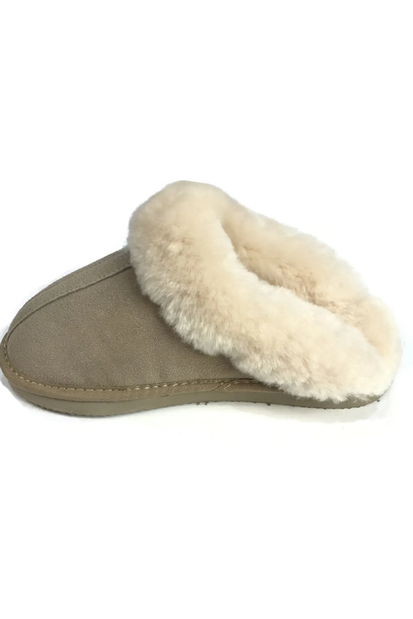 Beige Cream Luxury Sheepskin Wedge Slippers