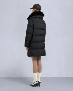 Belle Dune Shearling Trim Puffer