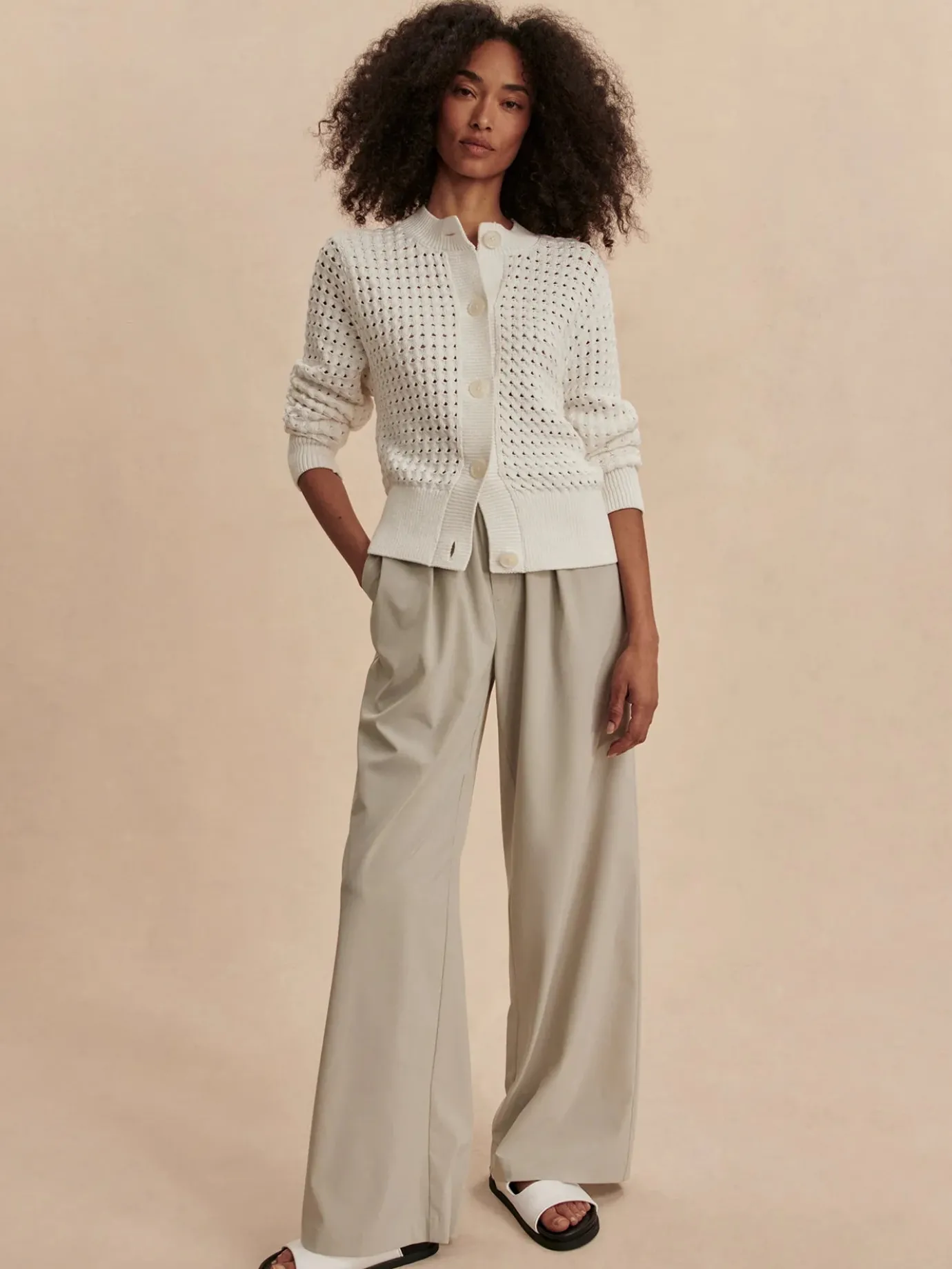 Bettina Textured White Knit Jacket