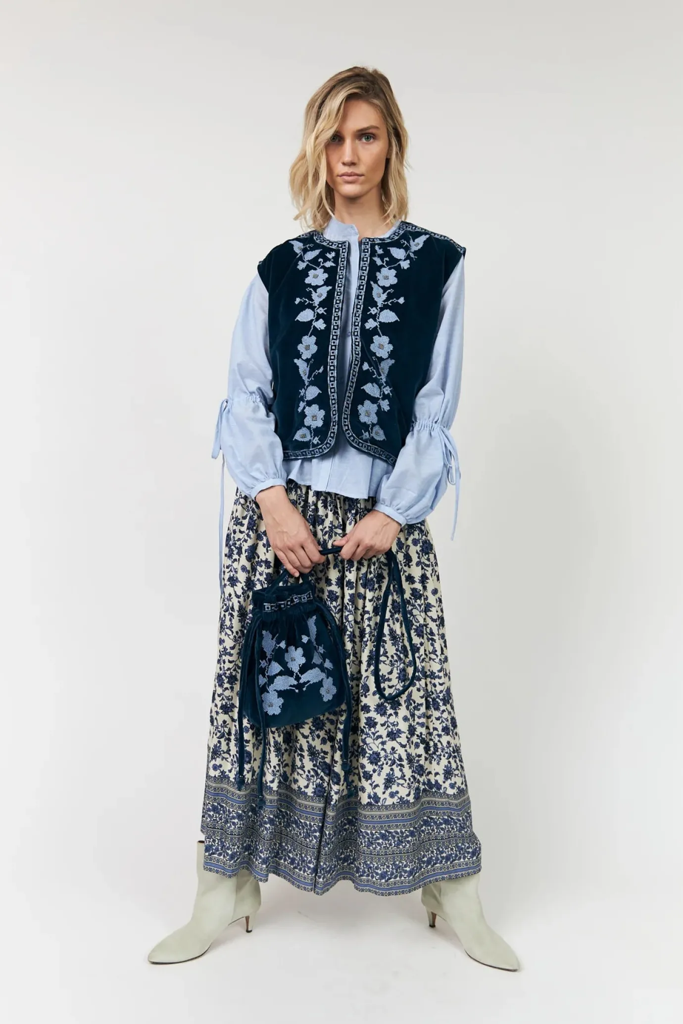 Bin Blue Velvet Vest