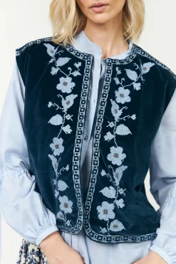 Bin Blue Velvet Vest