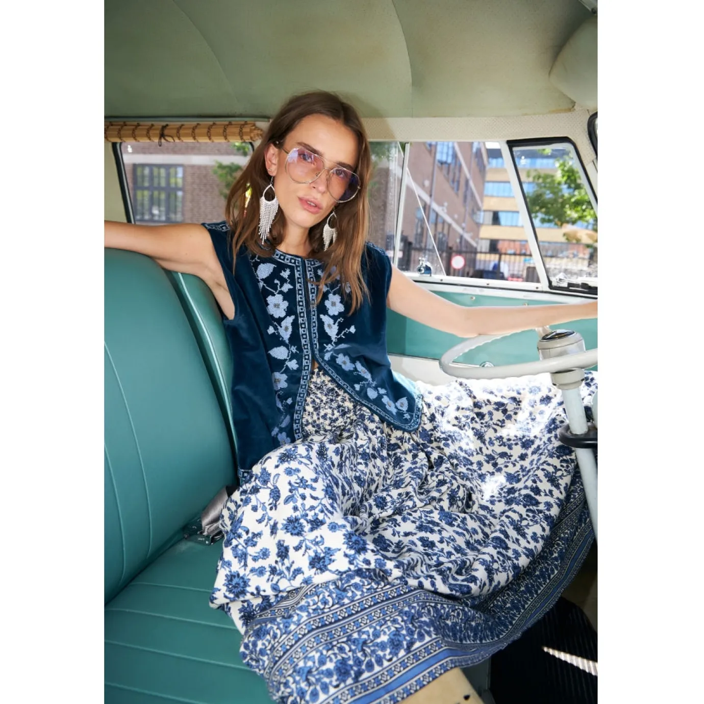 Bin Blue Velvet Vest