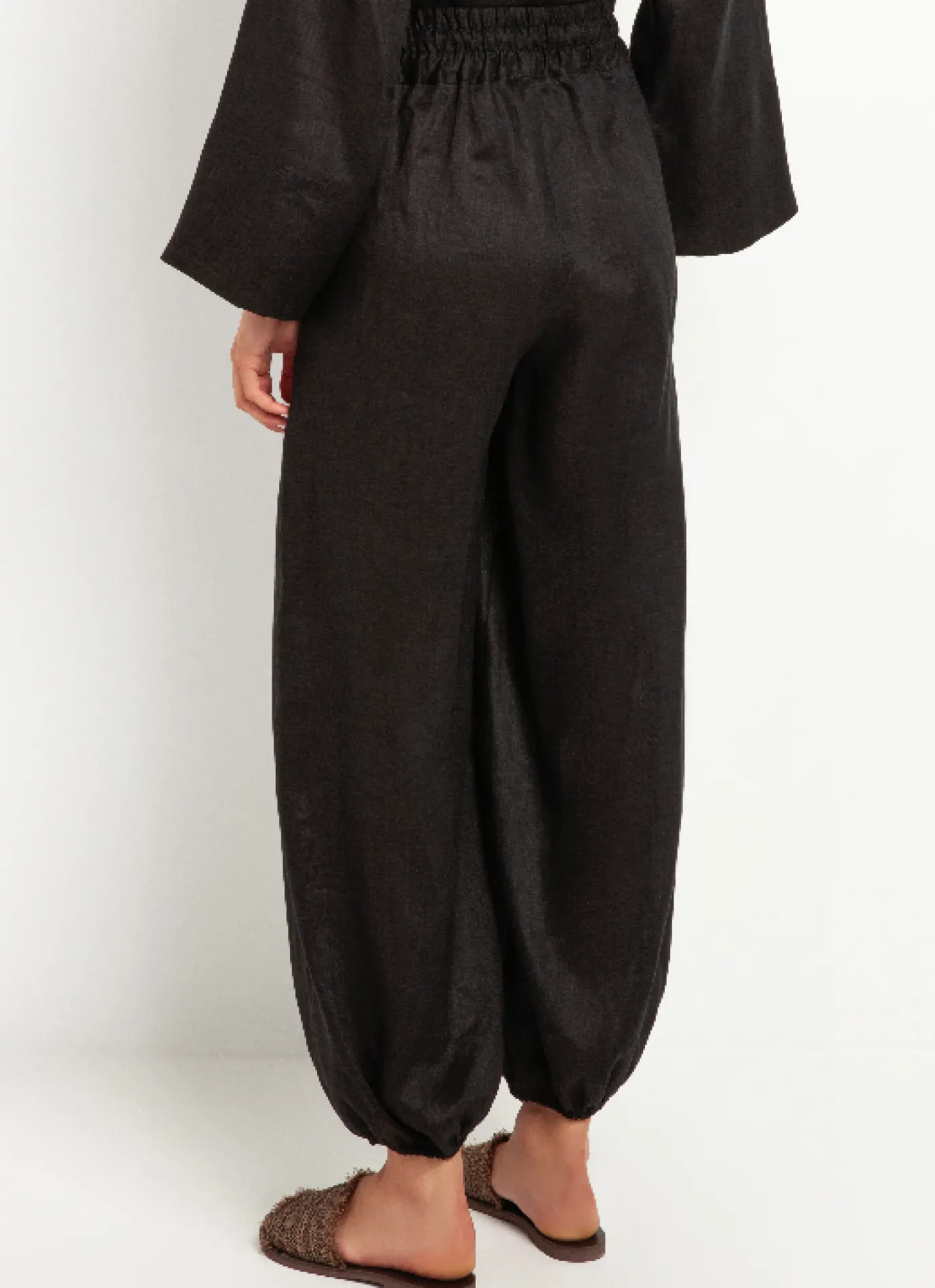 Black Cargo Linen Trousers
