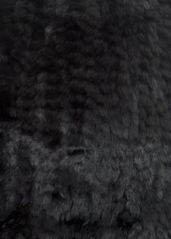 Black Knitted Rex Rabbit 'Loop' Luxury Fur Scarf