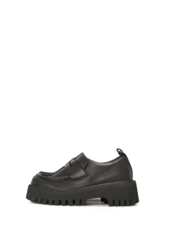 Black Leather Chunky Loafers