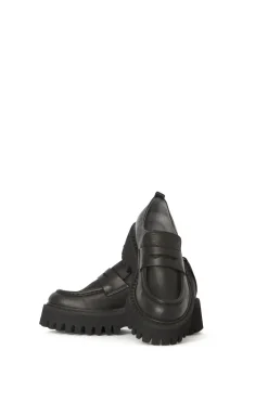 Black Leather Chunky Loafers