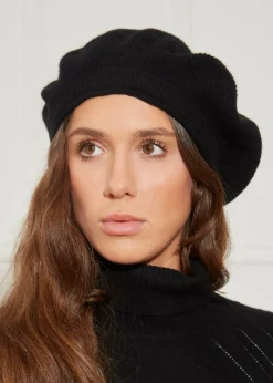 Black Lizzy Beret Cashmere Hat