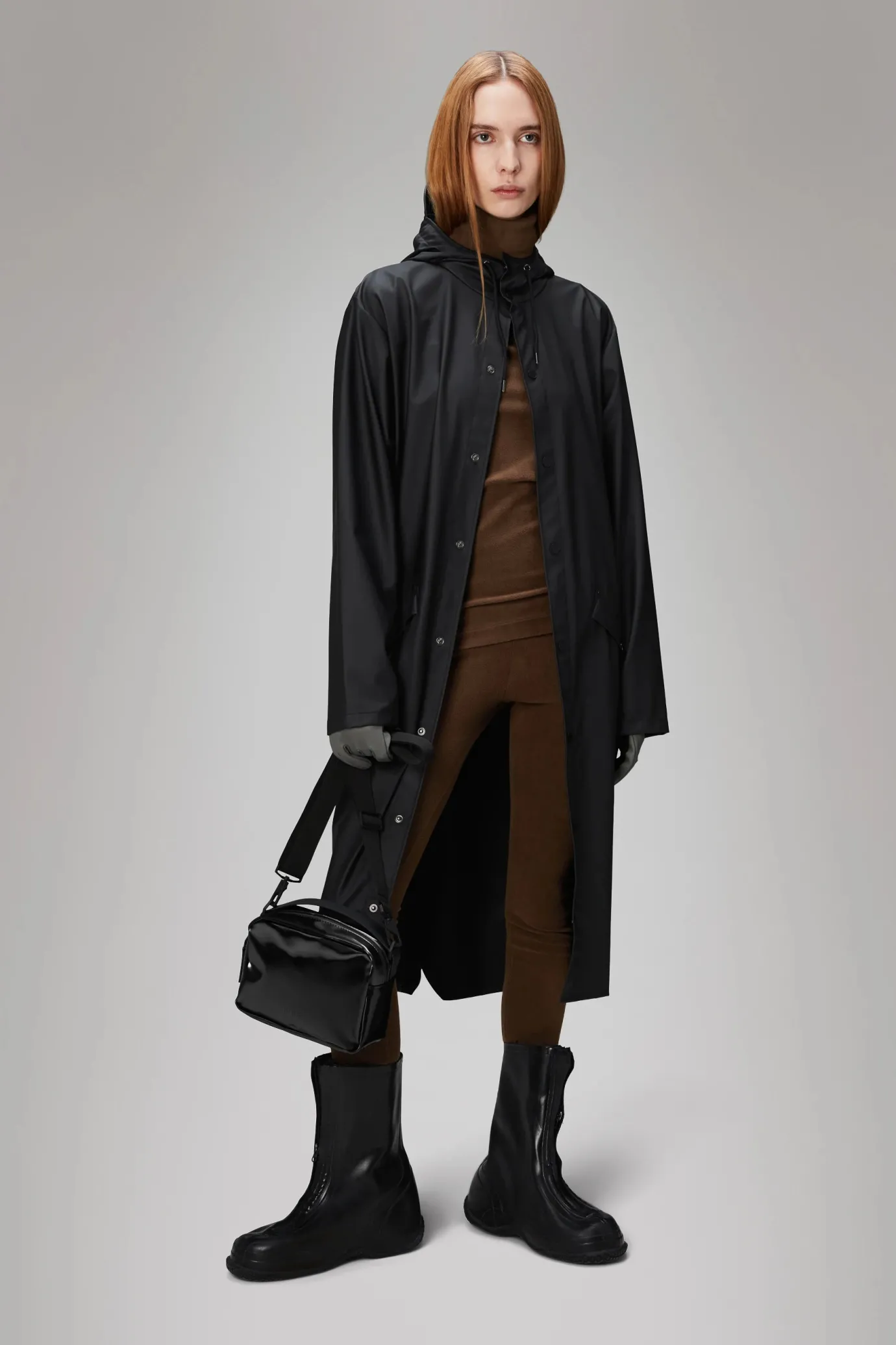 Black Longer Raincoat