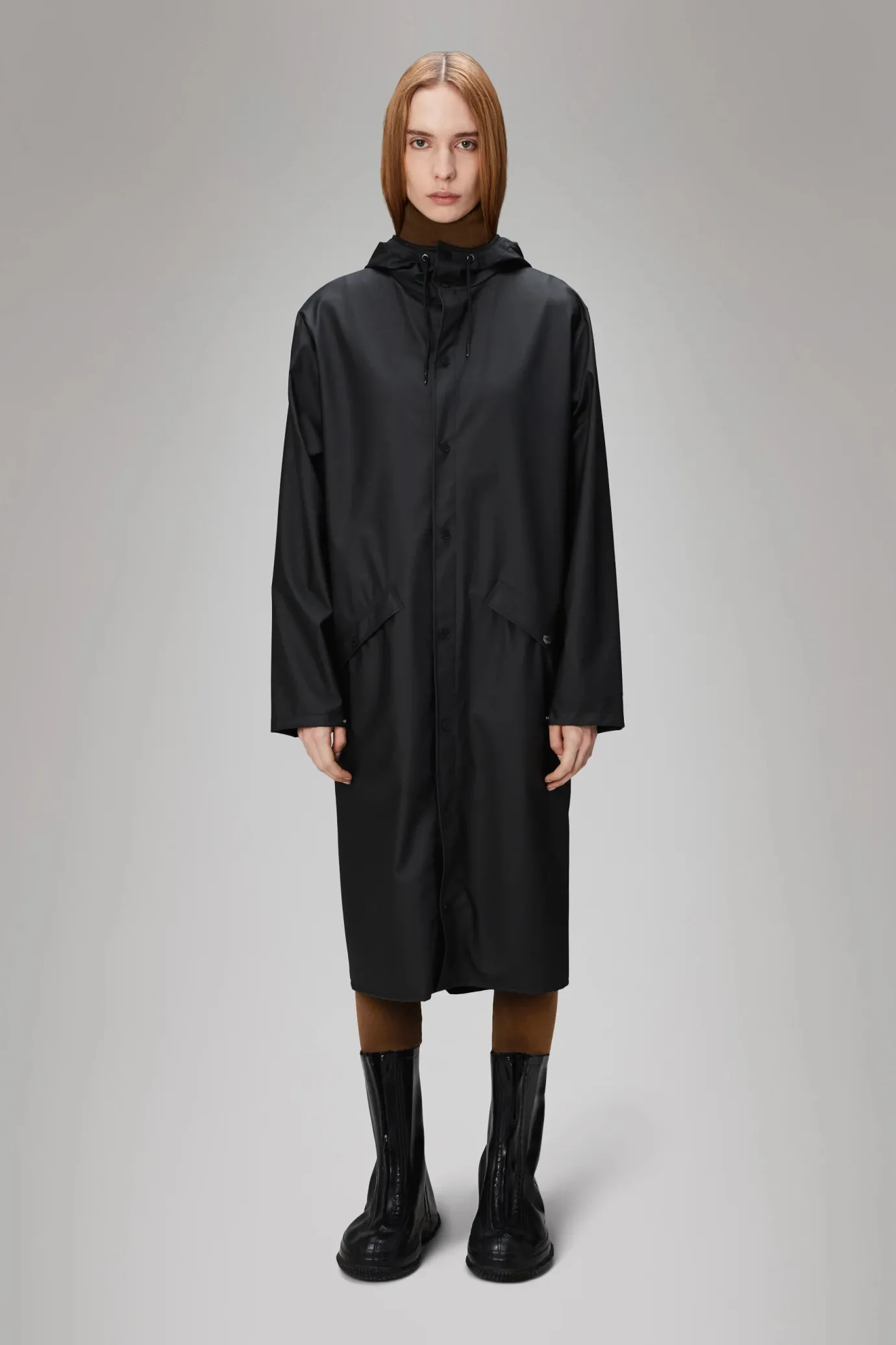 Black Longer Raincoat