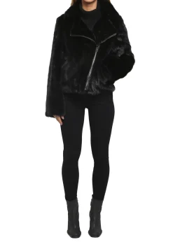 Black Mink Biker Jacket