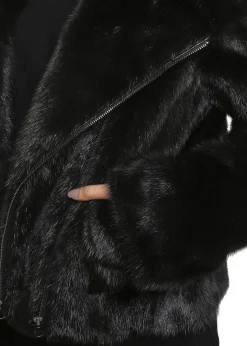 Black Mink Biker Jacket