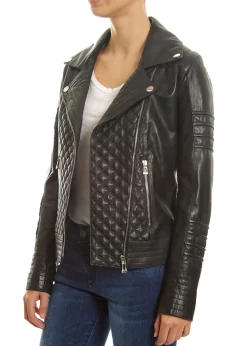 Black 'Quilted' Leather Jacket