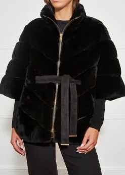 Black Rex Rabbit Cape Coat