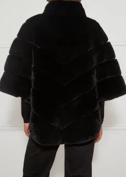Black Rex Rabbit Cape Coat