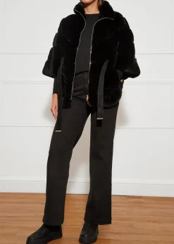 Black Rex Rabbit Cape Coat