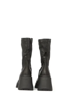 Black Stretch Leather Boot