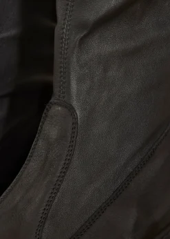 Black Stretch Leather Knee High Boots