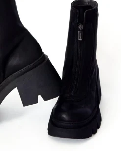 Black Suede Front Zip Boot