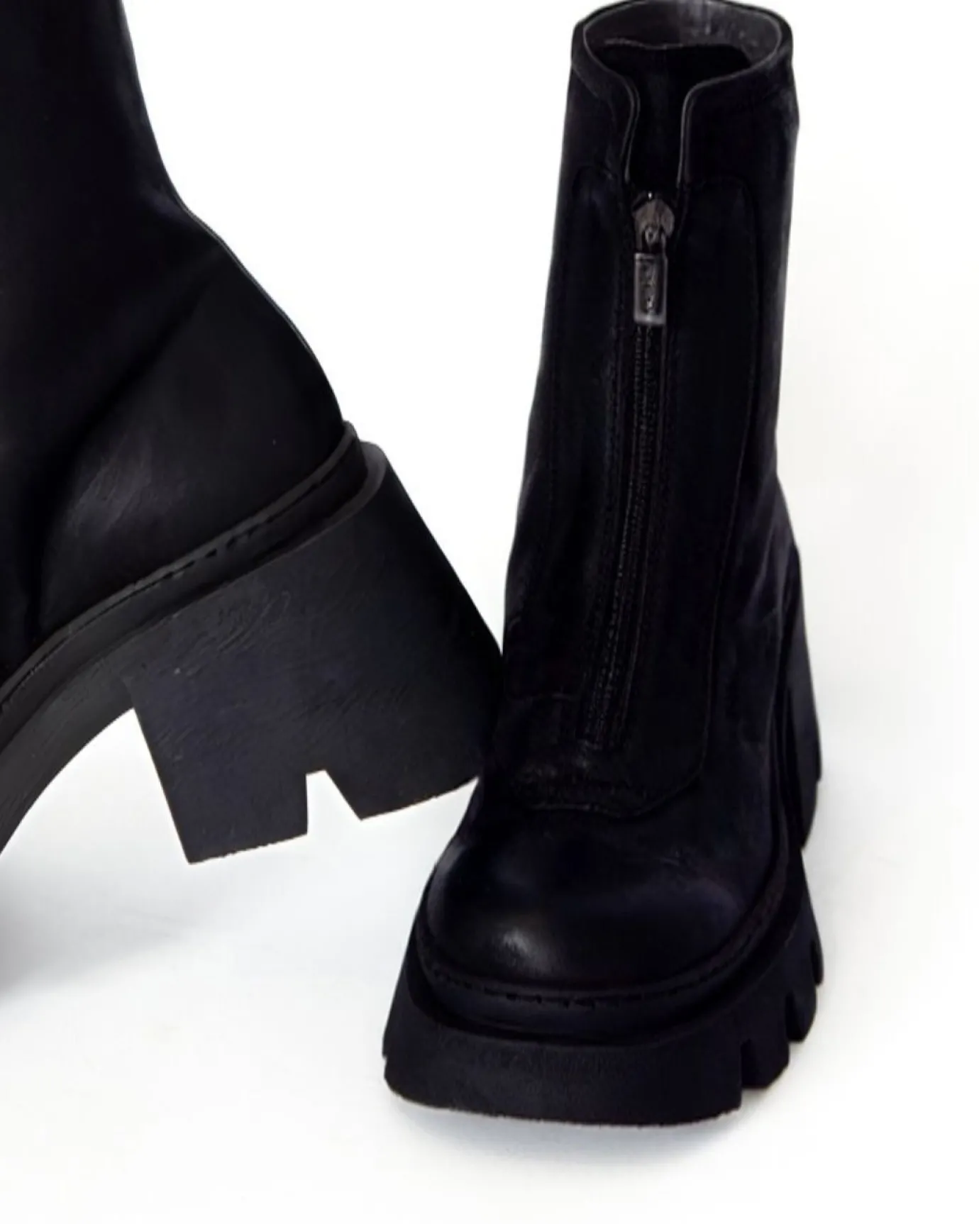 Black Suede Front Zip Boot