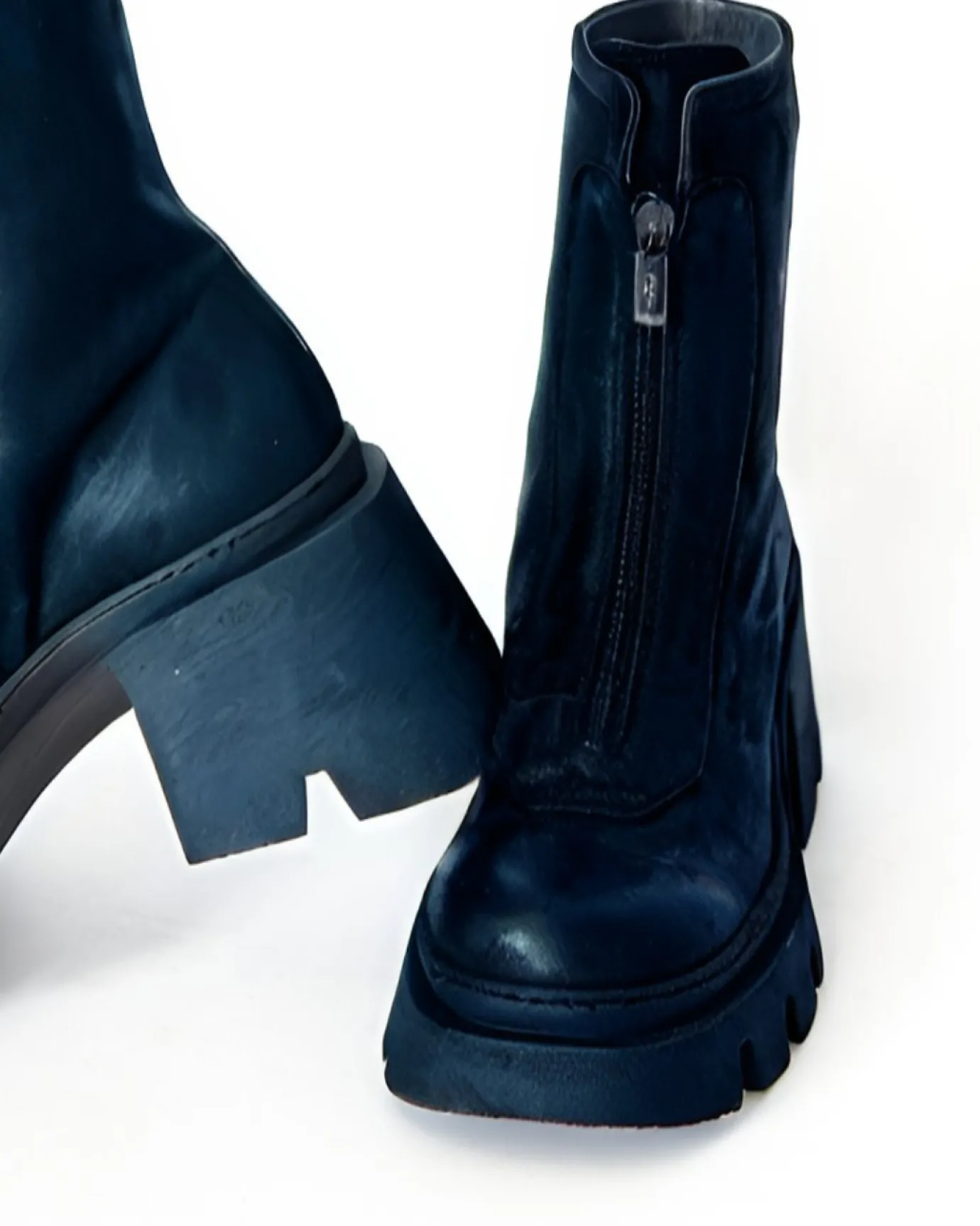 Black Suede Front Zip Boot