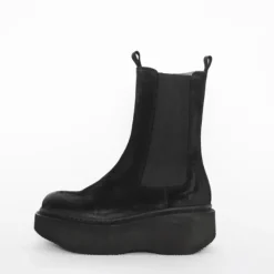 Black Suede Platform Wedge Boot