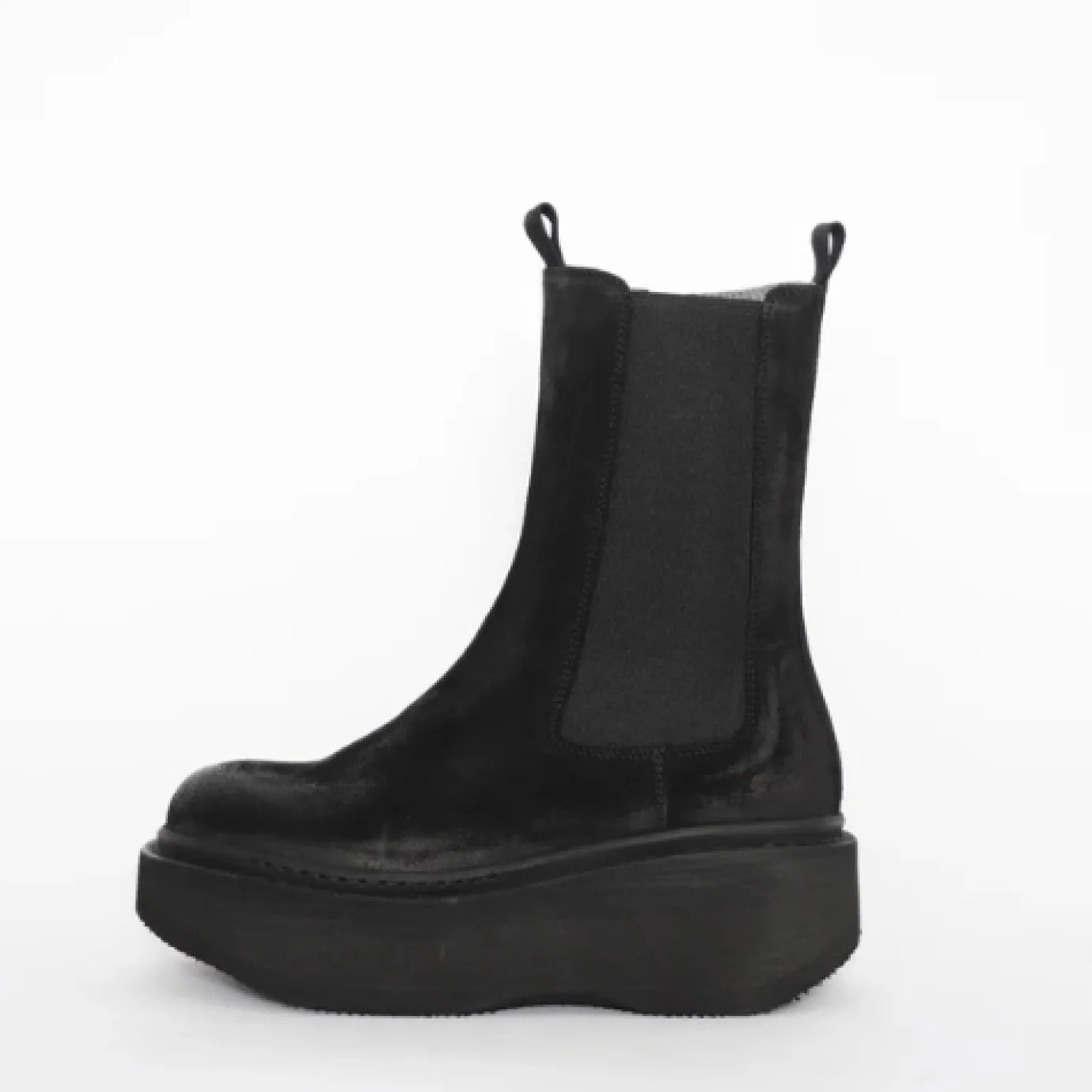 Black Suede Platform Wedge Boot