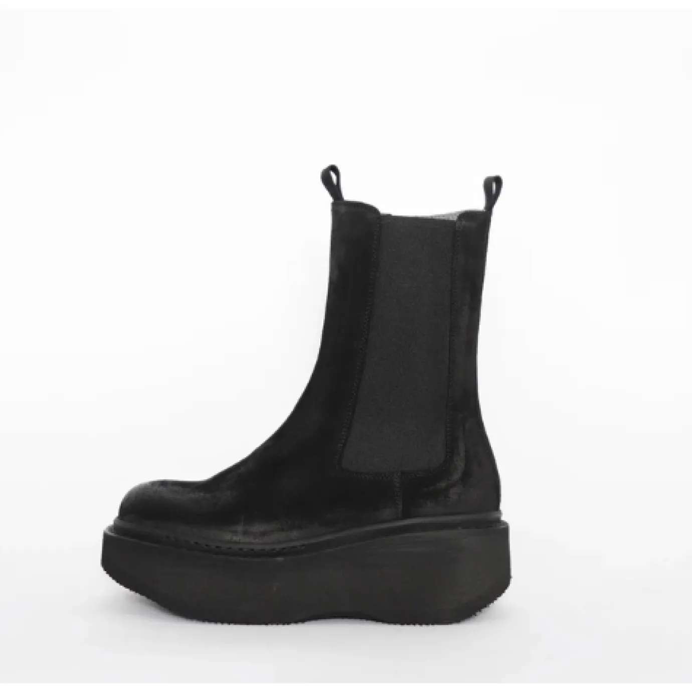 Black Suede Platform Wedge Boot