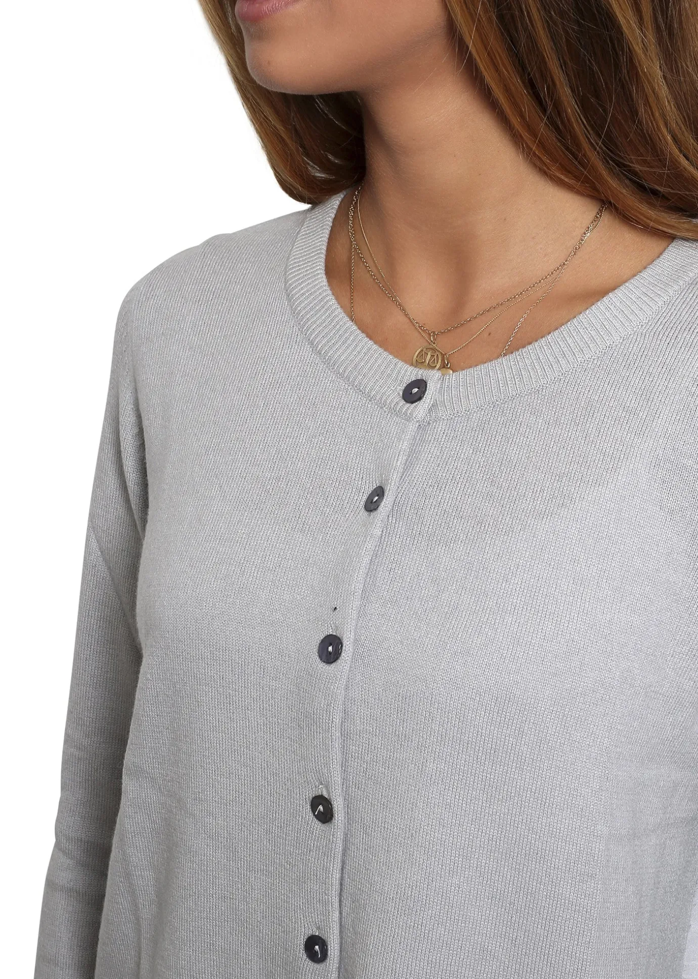 Blue Grey 'White cashmere' Silk Back Cardigan