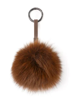 Brown Fox Fur Pom Keychain