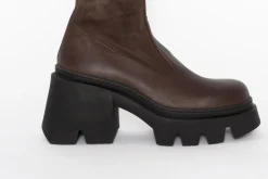 Brown Suede Stretch Leather Long Boot