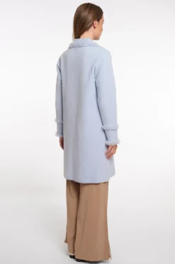 Catena Fringed Coat in Light Blue