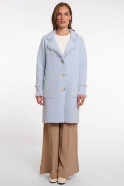 Catena Fringed Coat in Light Blue