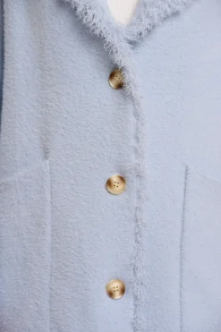 Catena Fringed Coat in Light Blue