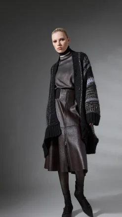 Chunky Oversized Mixed Knit Coat Cardigan