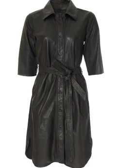 'Clare' Black Leather Dress