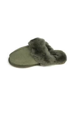 Classic Khaki Green Sheepskin Slippers