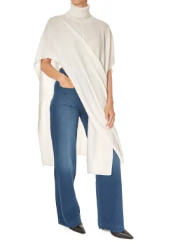 Crush Riva Roll Neck Poncho White