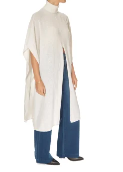 Crush Riva Roll Neck Poncho White