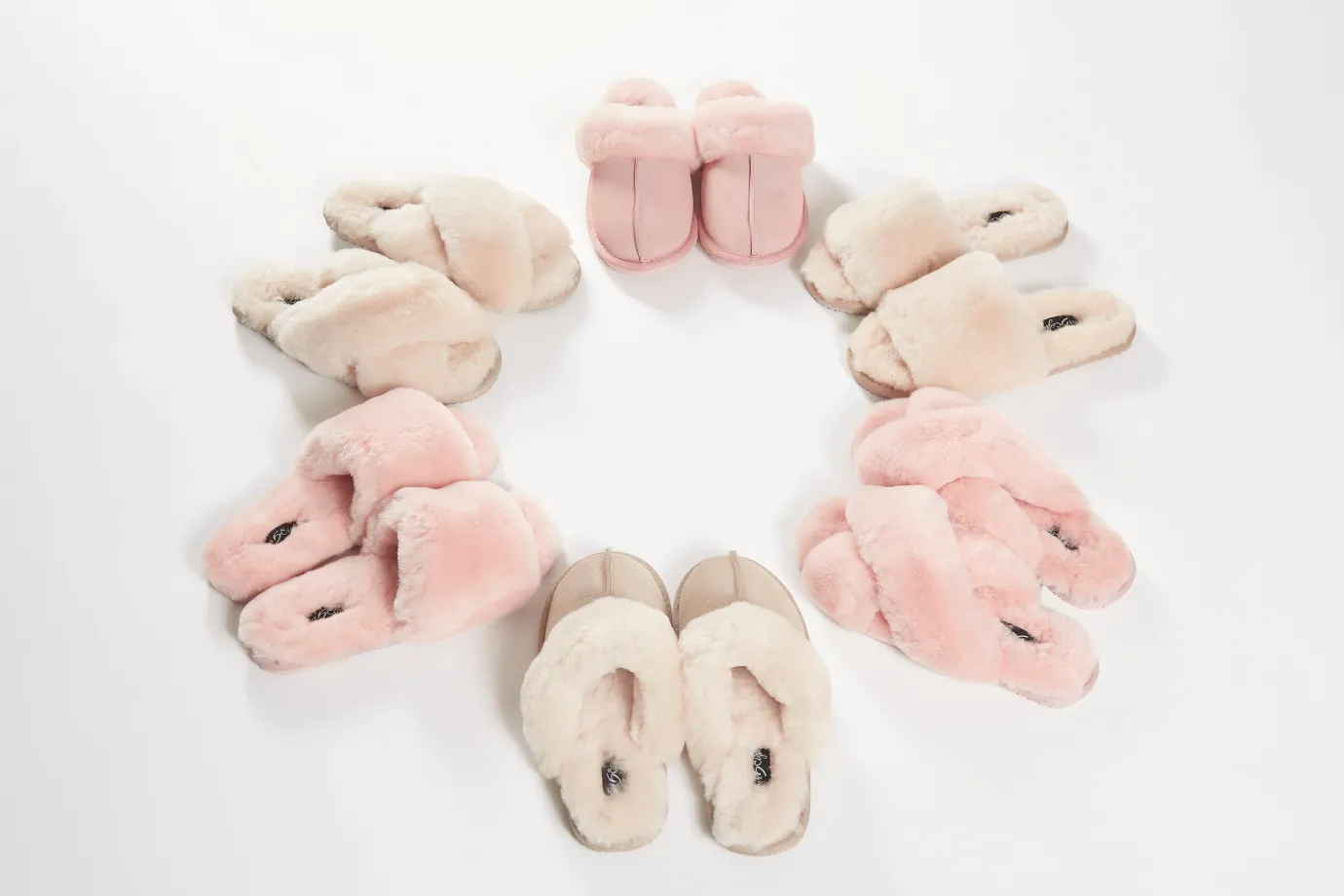 Deep Classic Baby Pink Luxury Sheepskin Slipper Slides