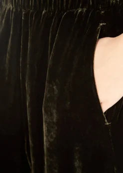 'Dennie' Green Silk Velvet Trousers