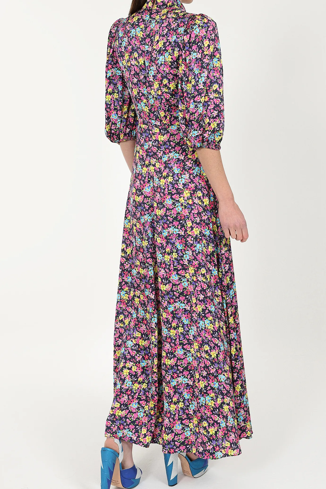 Elena Maxi Dress in Navy Ditsy