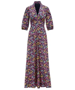 Elena Maxi Dress in Navy Ditsy