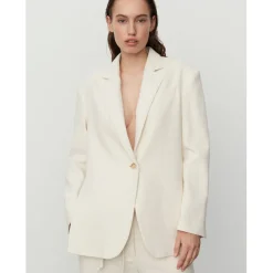 Emile Cream Textured Single Breasted Blazer