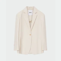 Emile Cream Textured Single Breasted Blazer