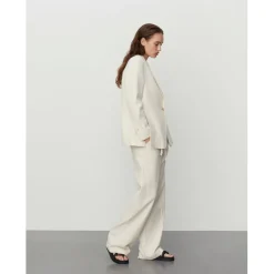 Emile Cream Textured Single Breasted Blazer