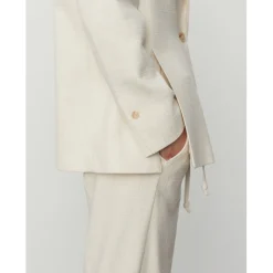 Emile Cream Textured Single Breasted Blazer