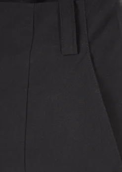 'Even' Cropped Black Chiffon Hem Wide Leg Trousers